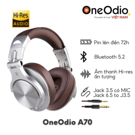 Tai Nghe Oneodio A70 Bluetooth 5.2 | Hi-Res Audio | Bạc Nâu