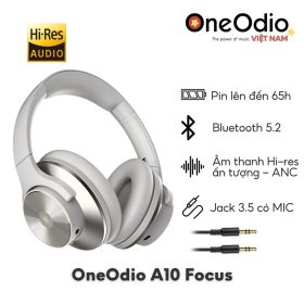 Tai Nghe Oneodio A10 Focus ANC Bluetooth 5.2 | Bạc